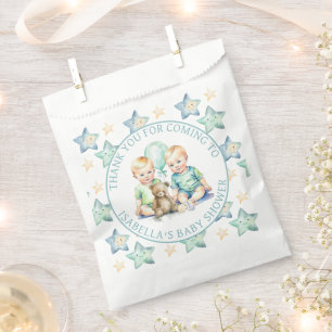 Sachets En Papier Baby shower Watercolor Twin Boys