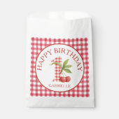 Sachets En Papier Baby's Cherry First Red Gingham Birthday  (Devant)