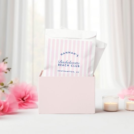 Sachets En Papier Bachelorte Retro Modern Navy & Pink Stripes