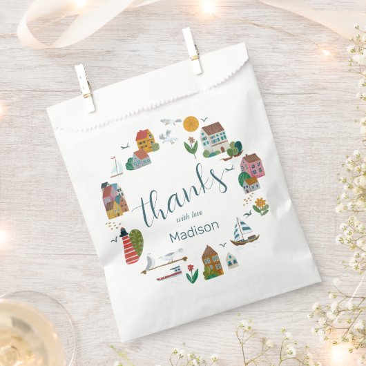 Sachets En Papier Bain de bébé marin de garçon de village côtier (Coupé)