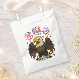 Sachets En Papier Bald Eagle avec Fireworks - USA 250 ans 1776-2026