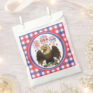 Sachets En Papier Bald Eagle avec Fireworks - USA 250 ans 1776-2026