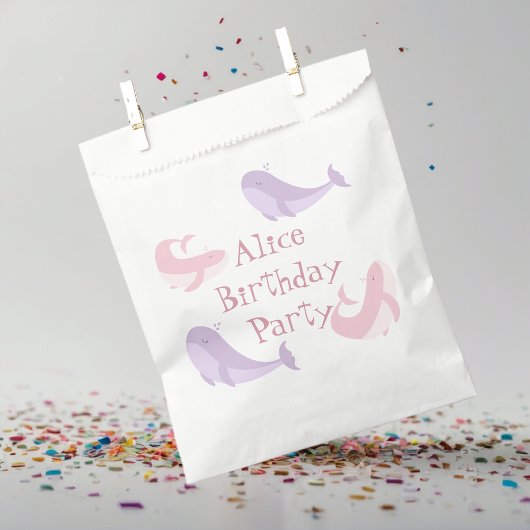 Sachets En Papier Baleine rose Lilac Pastel Océan Poisson fête d'ann