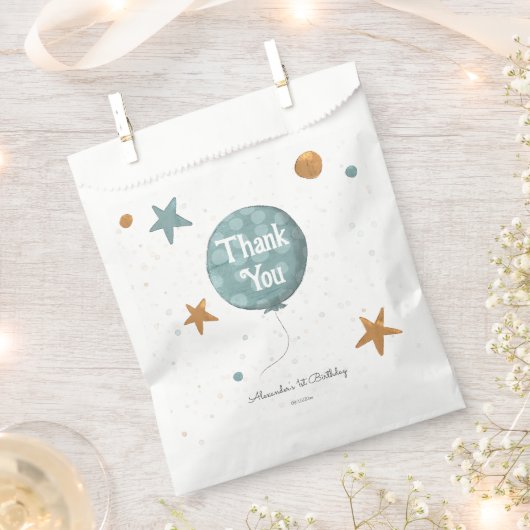 Sachets En Papier Ballons Bleu mignon 1er anniversaire (Coupé)