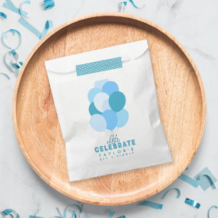 Sachets En Papier Ballons Bleus Fêtons un Anniversaire Tous Âges