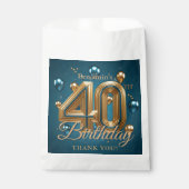 Sachets En Papier Ballons Bleus sarcelle et or pour fête d'anniversa (Devant)