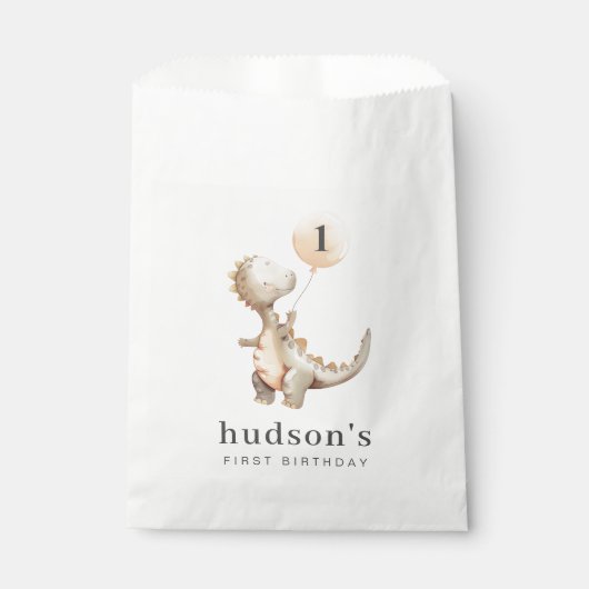 Sachets En Papier Ballons d'anniversaire de Dinosaur (Devant)