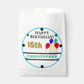 Sachets En Papier Ballons d'anniversaire Orange Nom vert (Devant)
