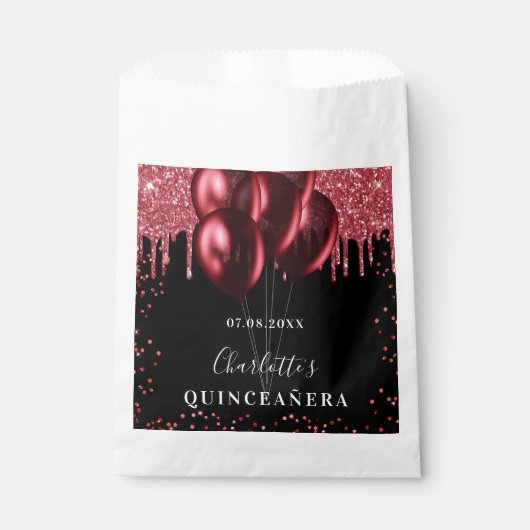 Sachets En Papier Ballons de parties scintillant rouge noir Quincean (Devant)