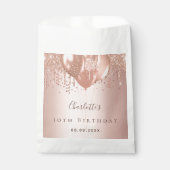 Sachets En Papier Ballons d'or rose monogramme fête d'anniversaire (Devant)