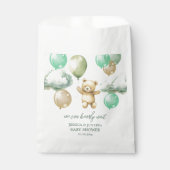 Sachets En Papier Ballons Ours Teddy Baby shower Ciel Vert (Devant)