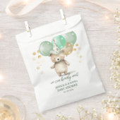 Sachets En Papier Ballons Ours Teddy Baby shower Or Vert (Coupé)
