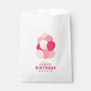 Sachets En Papier Ballons roses Joyeux anniversaire
