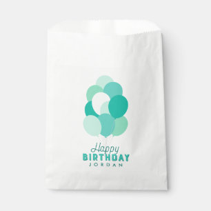 Sachets En Papier Ballons turquoises Joyeux anniversaire