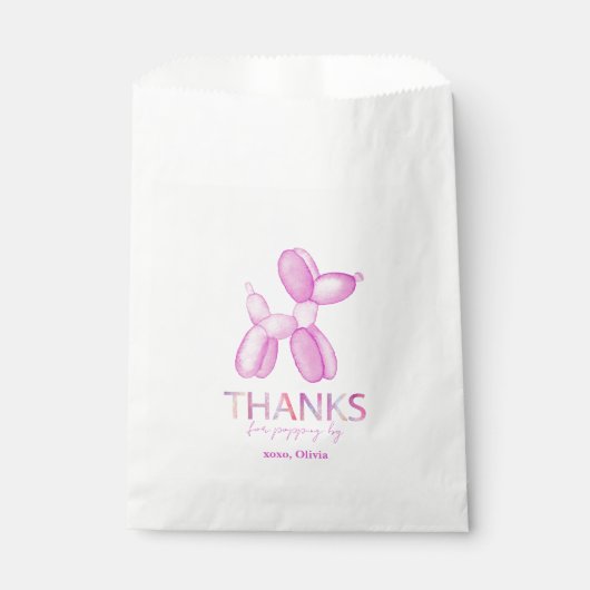 Sachets En Papier Balloon rose Chien Anniversaire Favoriser Sac (Devant)