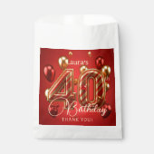 Sachets En Papier Balloons Rouges Dorés Élégants pour un Merci pour (Devant)