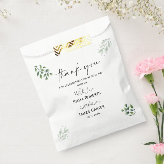 Sachets En Papier Ballotins verts Boho Leaf (Scellé)