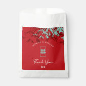 Sachets En Papier Bambou rouge et turquoise Feuille Mariage chinois (Devant)