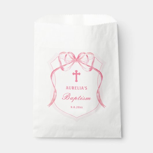 Sachets En Papier Baptême de la crête rose (Devant)