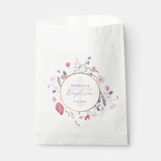 Sachets En Papier Baptême fleur sauvage (Devant)