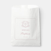 Sachets En Papier Baptême simple de croix rose florale (Devant)
