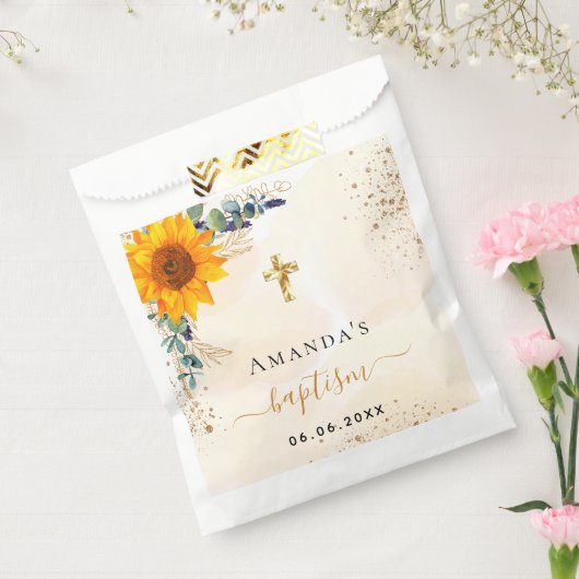 Sachets En Papier Baptême tournesol eucalyptus parties scintillant v (Scellé)