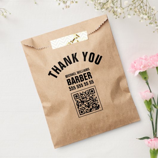 Sachets En Papier Barber Black Bold Typographie code QR (Scellé)