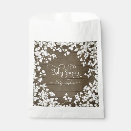 Sachets En Papier Barne Rustique Bois Blanc Boho Baby shower Floral (Devant)