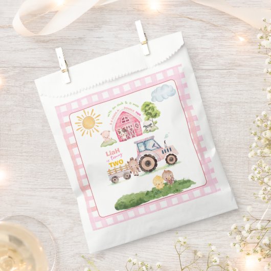 Sachets En Papier Barnyard Fun Rose 2e Anniversaire (Coupé)