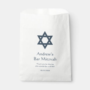 Sachets En Papier Barre bleu foncé Mitzvah Personnalisé