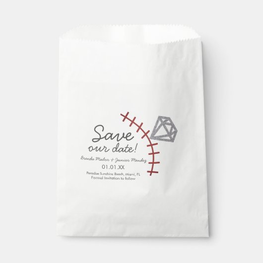 Sachets En Papier Baseball Homerun Diamant Gemme  Save The Date     (Devant)