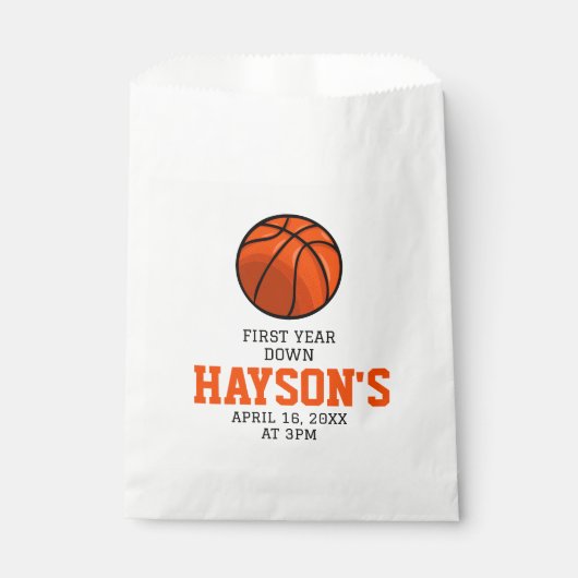 Sachets En Papier Basketball première année bas 1er anniversaire (Devant)