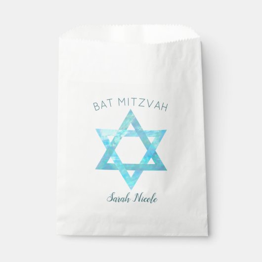Sachets En Papier Bat mitzvah Blue Opal Star De David Glam Party (Devant)