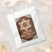 Sachets En Papier Bat mitzvah de bar en dentelle rustique et blanc (Coupé)