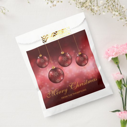 Sachets En Papier Baubles de Noël Festif Rouge Avec Texte Personnali (Scellé)