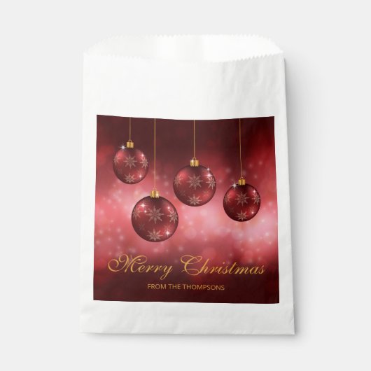 Sachets En Papier Baubles de Noël Festif Rouge Avec Texte Personnali (Devant)