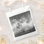 Sachets En Papier Baubles de Noël gris argenté avec texte personnali (Coupé)