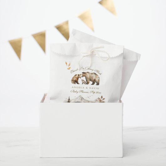 Sachets En Papier Bear Adventure Fall Mountain Neutral Baby shower (Fête)