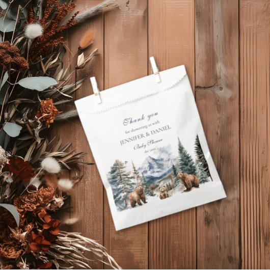 Sachets En Papier Bear Adventure Winter Snow Mountain Baby shower