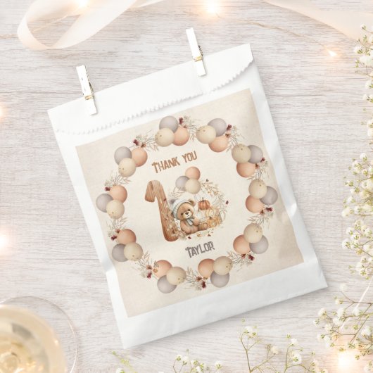 Sachets En Papier Béary d'automne 1er anniversaire Favoriser les sac (Coupé)