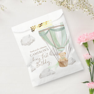 Sachets En Papier Béary First Bear Mint Hot Air Balloon Anniversaire