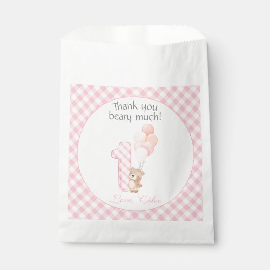 Sachets En Papier Beary First Teddy Bear fête d'anniversaire (Devant)