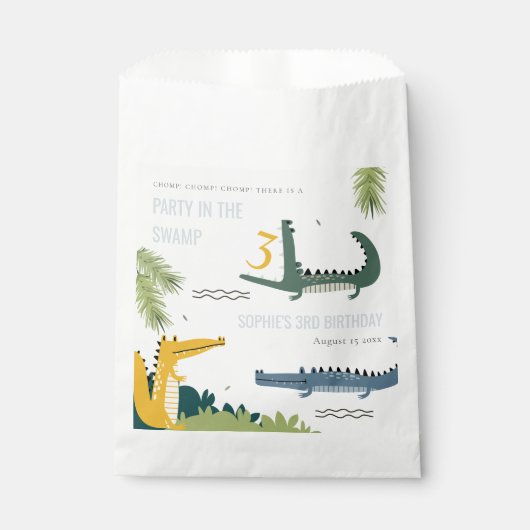 Sachets En Papier Beau Alligator Chompe N'importe quel Anniversaire  (Devant)