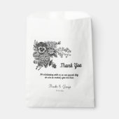 Sachets En Papier Beau Mariage de Fleurs Noir & Gris (Devant)