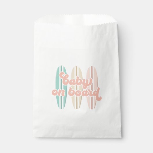 Sachets En Papier Bébé à bord Surfboard Baby shower de plage (Devant)