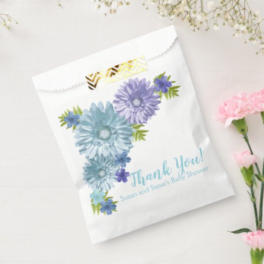 Sachets En Papier Bébé Bleu En Fleur Brunch Douche (Scellé)