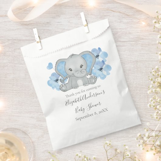 Sachets En Papier Bébé bleu garçon éléphant Baby shower fleurs ballo (Coupé)