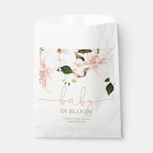 Sachets En Papier Bébé en Fleur blanc rose lys (Devant)