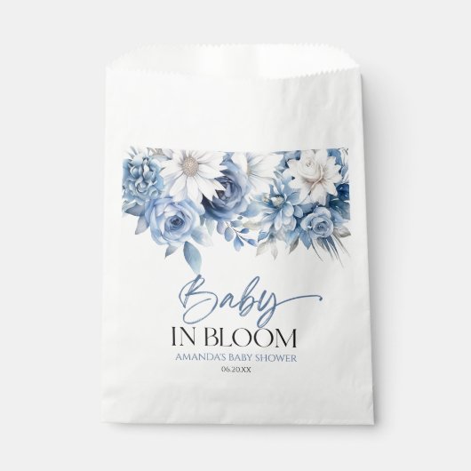 Sachets En Papier Bébé En Fleur Dusty Blue Floral Baby shower (Devant)
