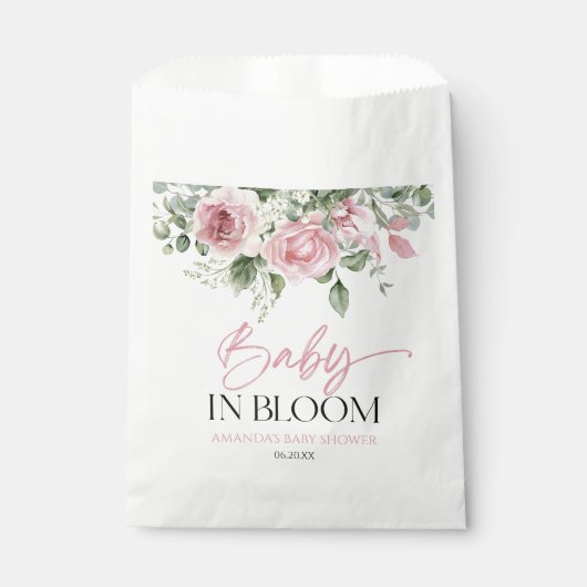 Sachets En Papier Bébé En Fleur Rose Rose Baby shower Floral (Devant)